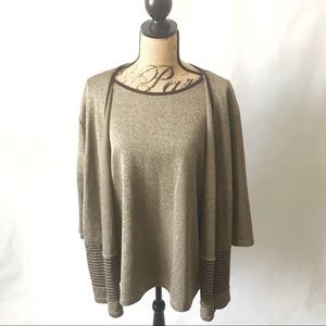 Studio 1940 Brown Plus Size Cardigan & Tank One Piece Set